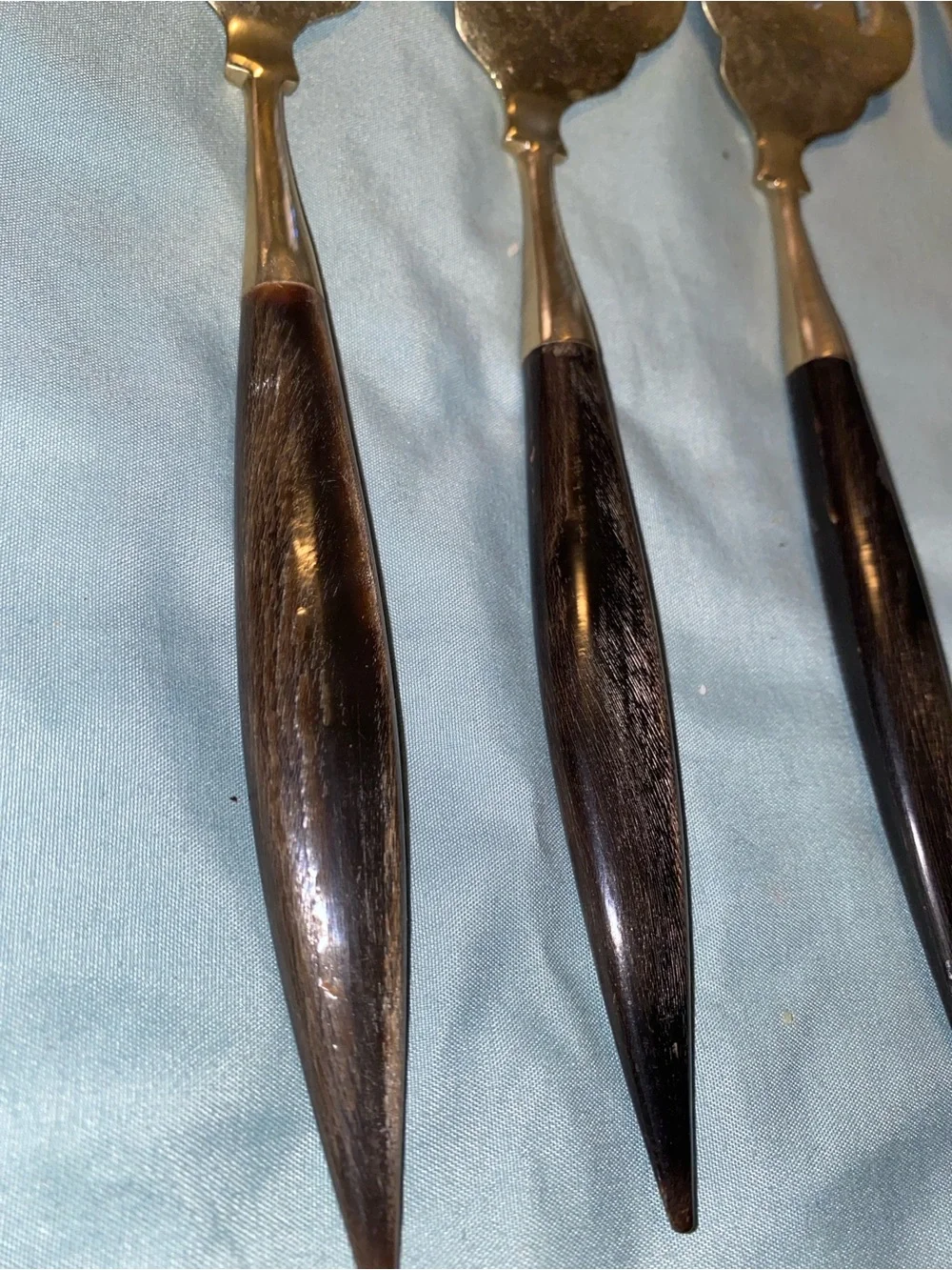 Rare Find Vintage Dark Wood Handle Seafood Forks - Set of 4